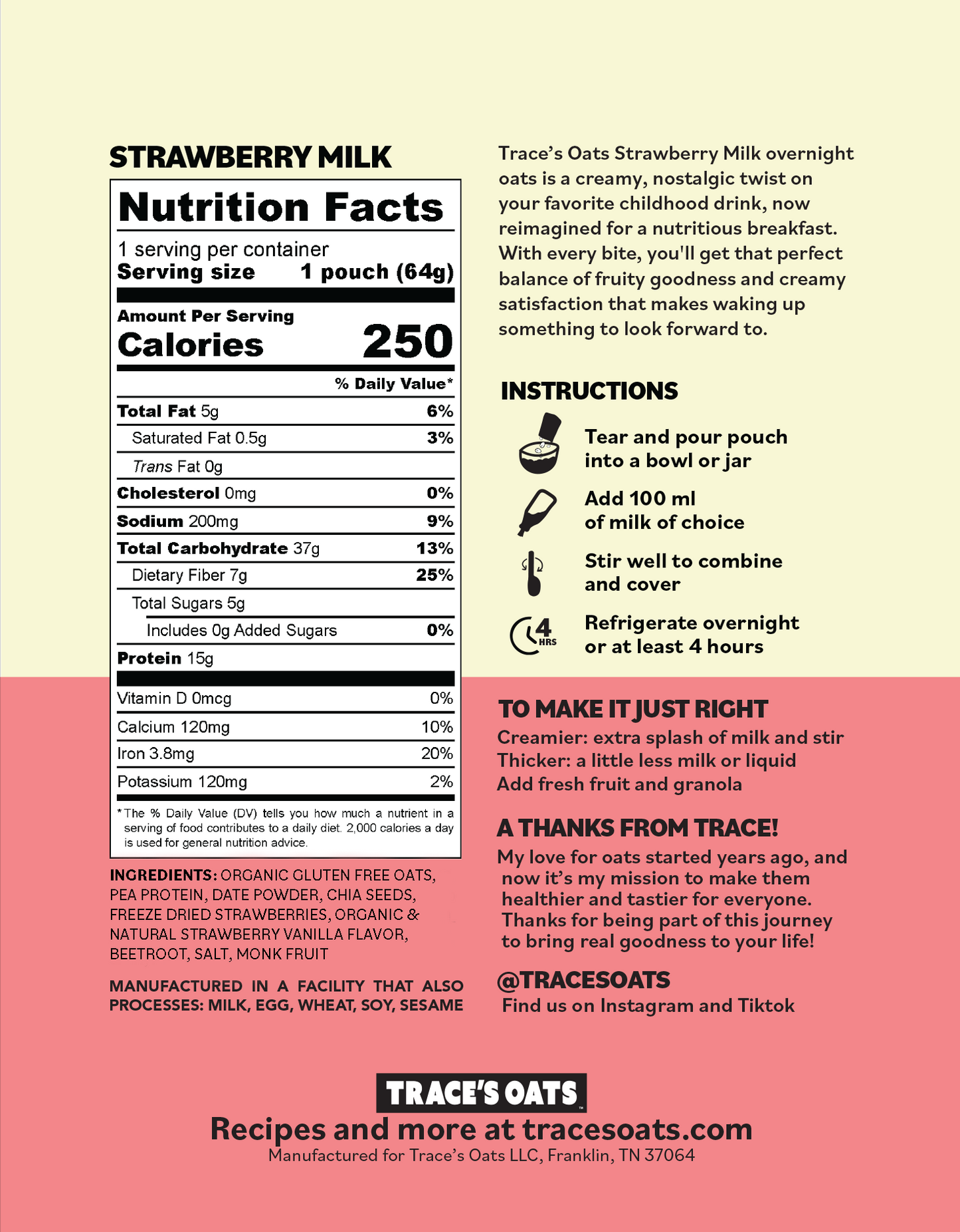 Strawberry Milk Overnight Oats